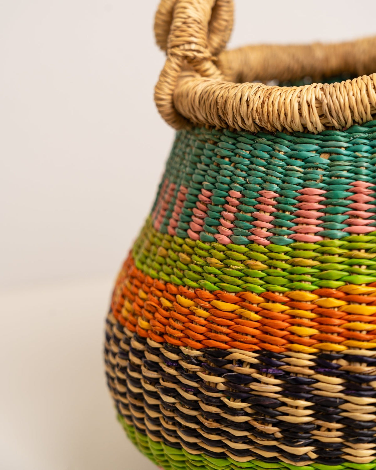 Dugbila small hand-woven Bolga basket — ethical African storage basket, Ghanaian artisan craft
