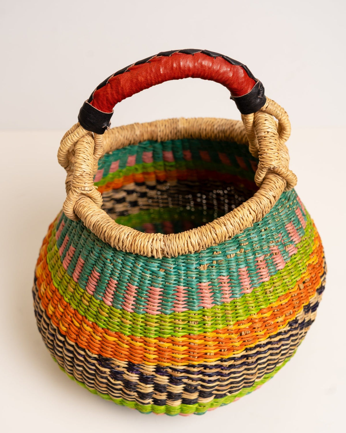 Dugbila small hand-woven Bolga basket — ethical African storage basket, Ghanaian artisan craft