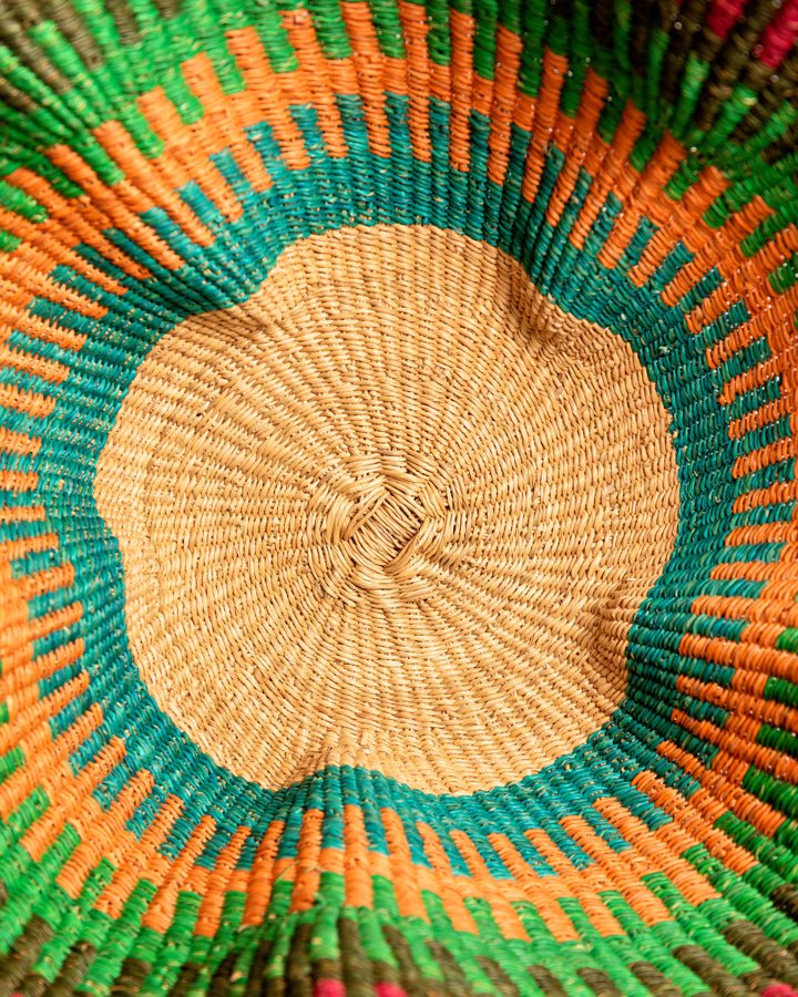 Hand-woven wavy basket — unique African artisan woven storage basket, ethically made Ghana