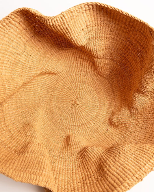 Hand-woven wavy basket — unique African artisan woven storage basket, ethically made Ghana