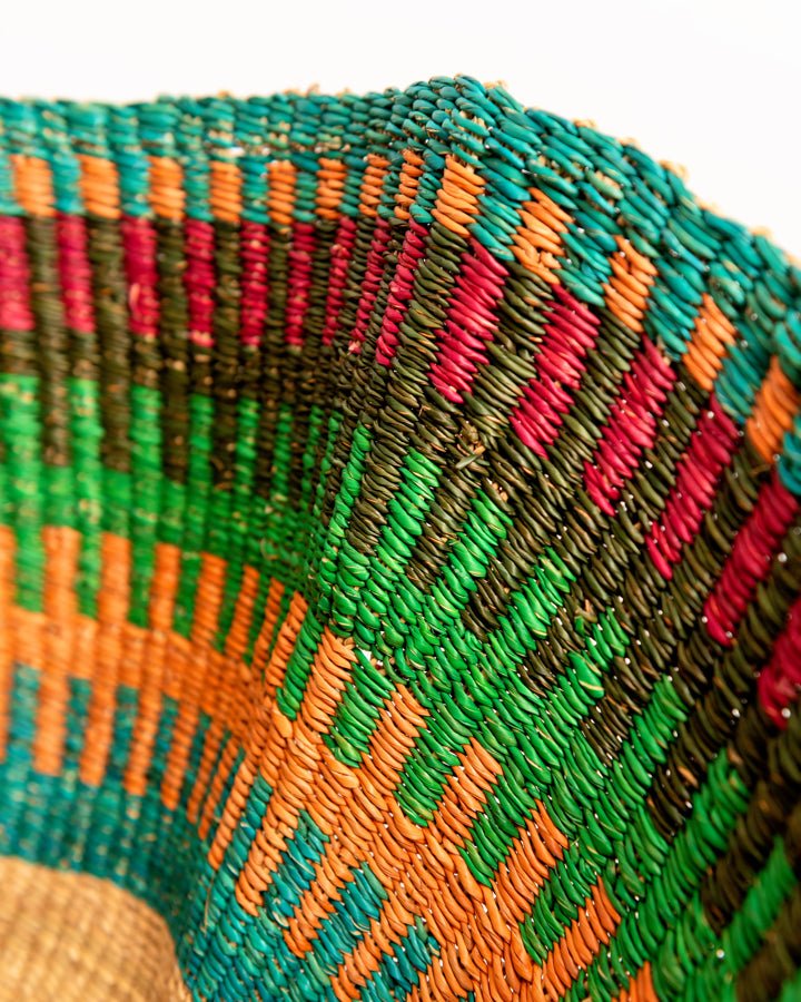 Hand-woven wavy basket — unique African artisan woven storage basket, ethically made Ghana