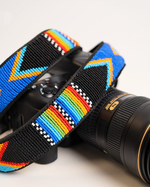 Hand - beaded Leather Camera Strap – Kenyan Artisan - Made, Adjustable & Durable - Nathez out of Africa