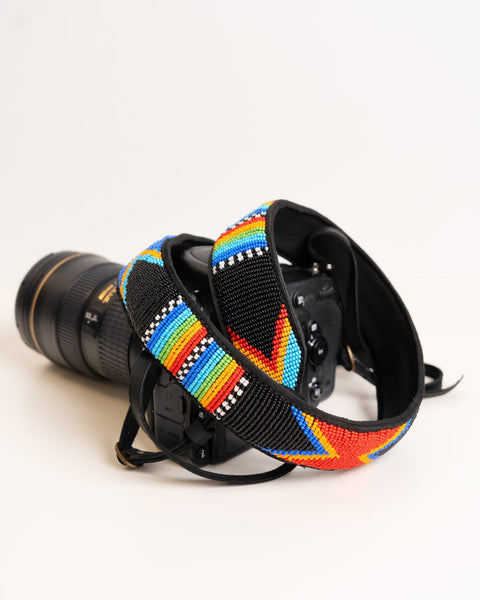 Hand - beaded Leather Camera Strap – Kenyan Artisan - Made, Adjustable & Durable - Nathez out of Africa