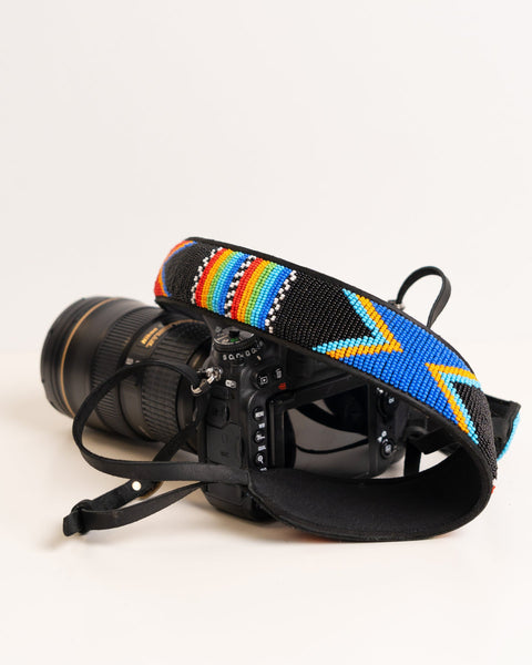 Hand - beaded Leather Camera Strap – Kenyan Artisan - Made, Adjustable & Durable - Nathez out of Africa