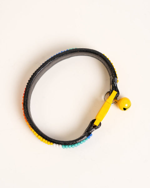 Hand Beaded Leather Paka Cat Collar – African Handmade Kitten Collar with Bell - Nathez out of Africa