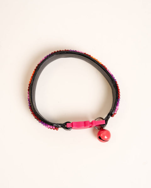 Hand Beaded Leather Paka Cat Collar – African Handmade Kitten Collar with Bell - Nathez out of Africa