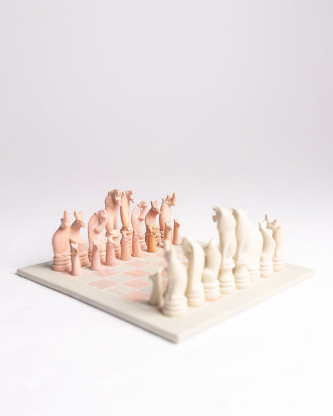 Hand Carved Soapstone Chess Set & Board (Cream S) - Nathez out of Africa