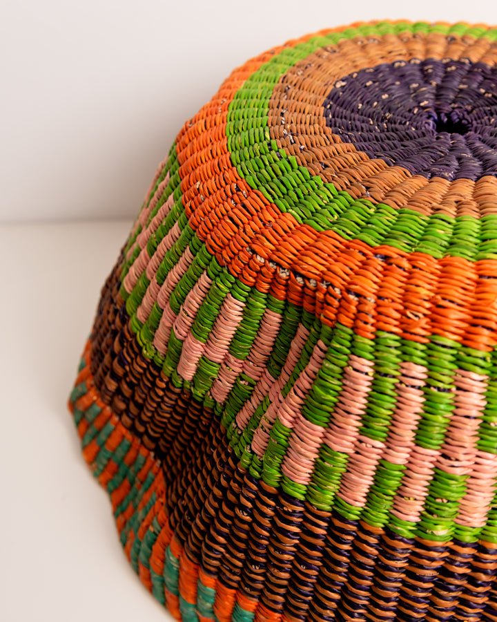 Hand-woven African lamp shade — artisan-crafted sustainable natural fibre lighting decor