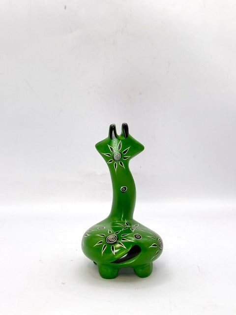 Handcrafted African Soapstone Giraffe – Green Figurine with Tribal Patterns for Ethical Home Decor - Nathez out of Africa