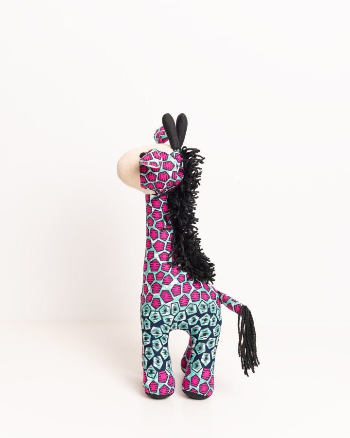 Handmade African textile giraffe Twiga soft toy medium — fair trade artisan gift from Africa