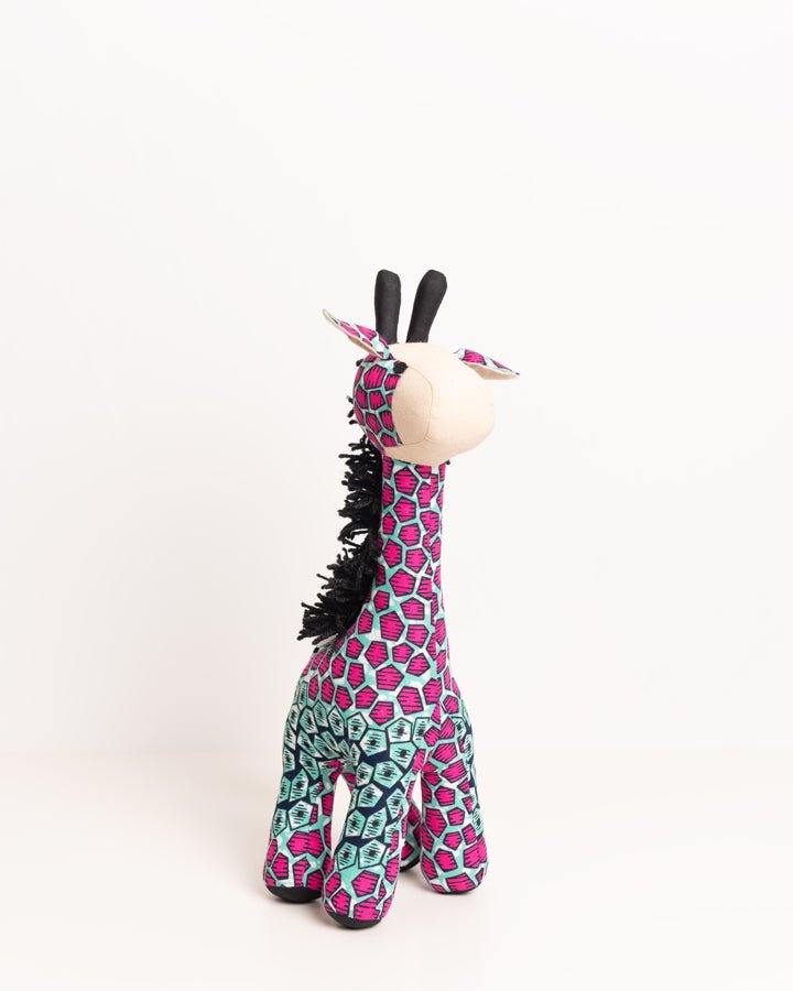 Handmade African textile giraffe Twiga soft toy medium — fair trade artisan gift from Africa