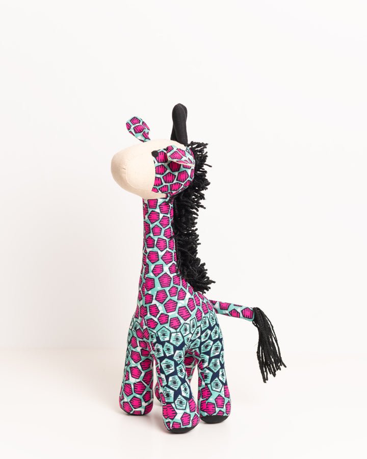 Handmade African textile giraffe Twiga soft toy medium — fair trade artisan gift from Africa