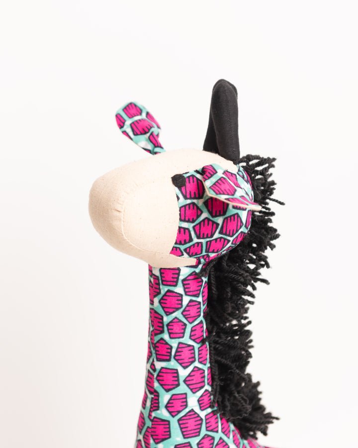 Handmade African textile giraffe Twiga soft toy medium — fair trade artisan gift from Africa
