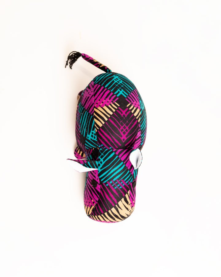 Handmade African textile hippo soft toy medium — fair trade artisan gift from Africa