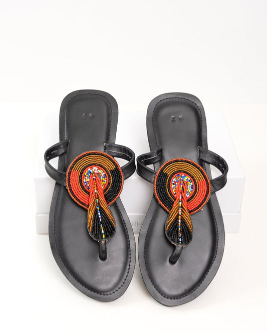 Handmade Kenyan beaded leather sandals for women — artisan ethical Maasai summer sandals