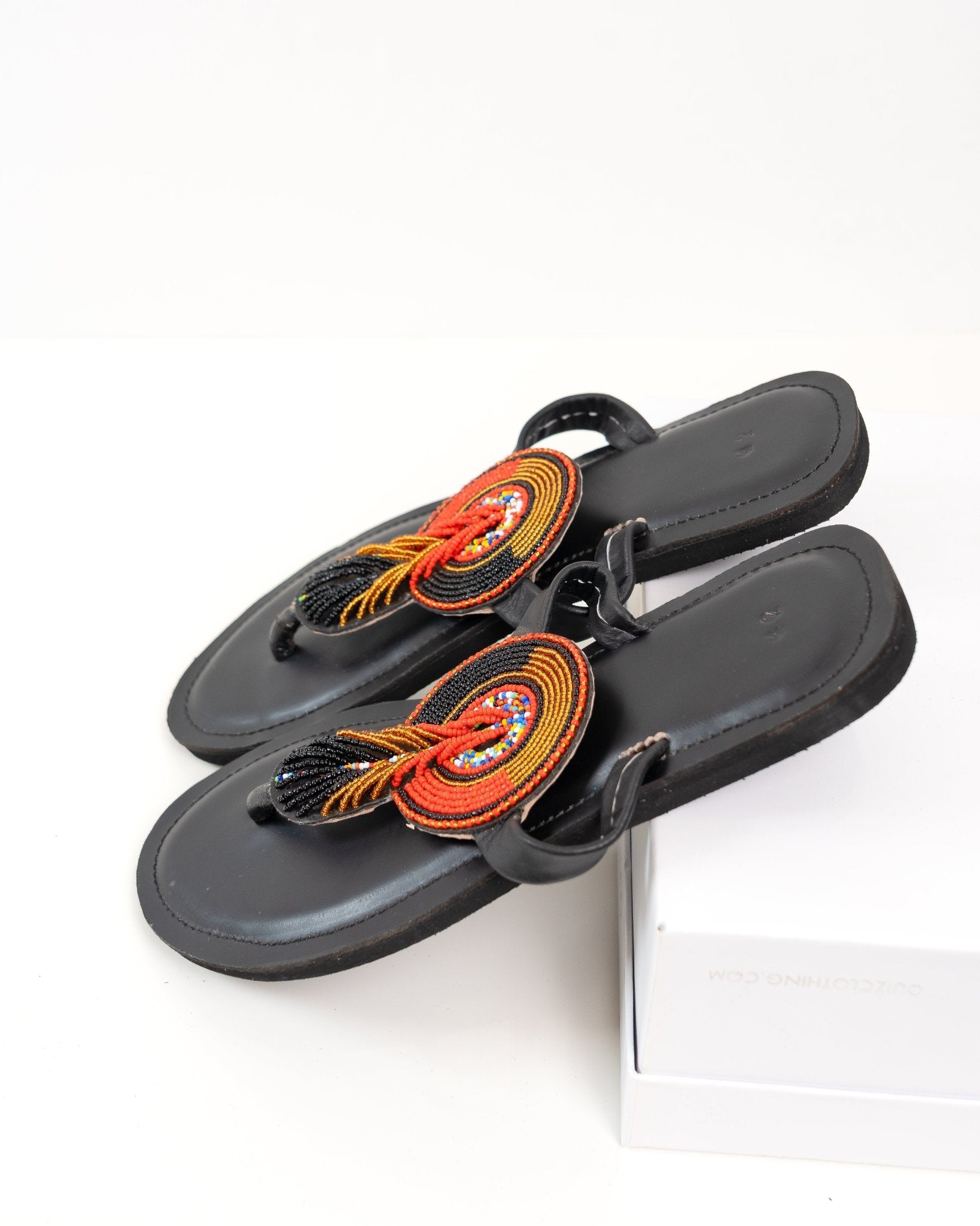 Handmade Kenyan beaded leather sandals for women — artisan ethical Maasai summer sandals