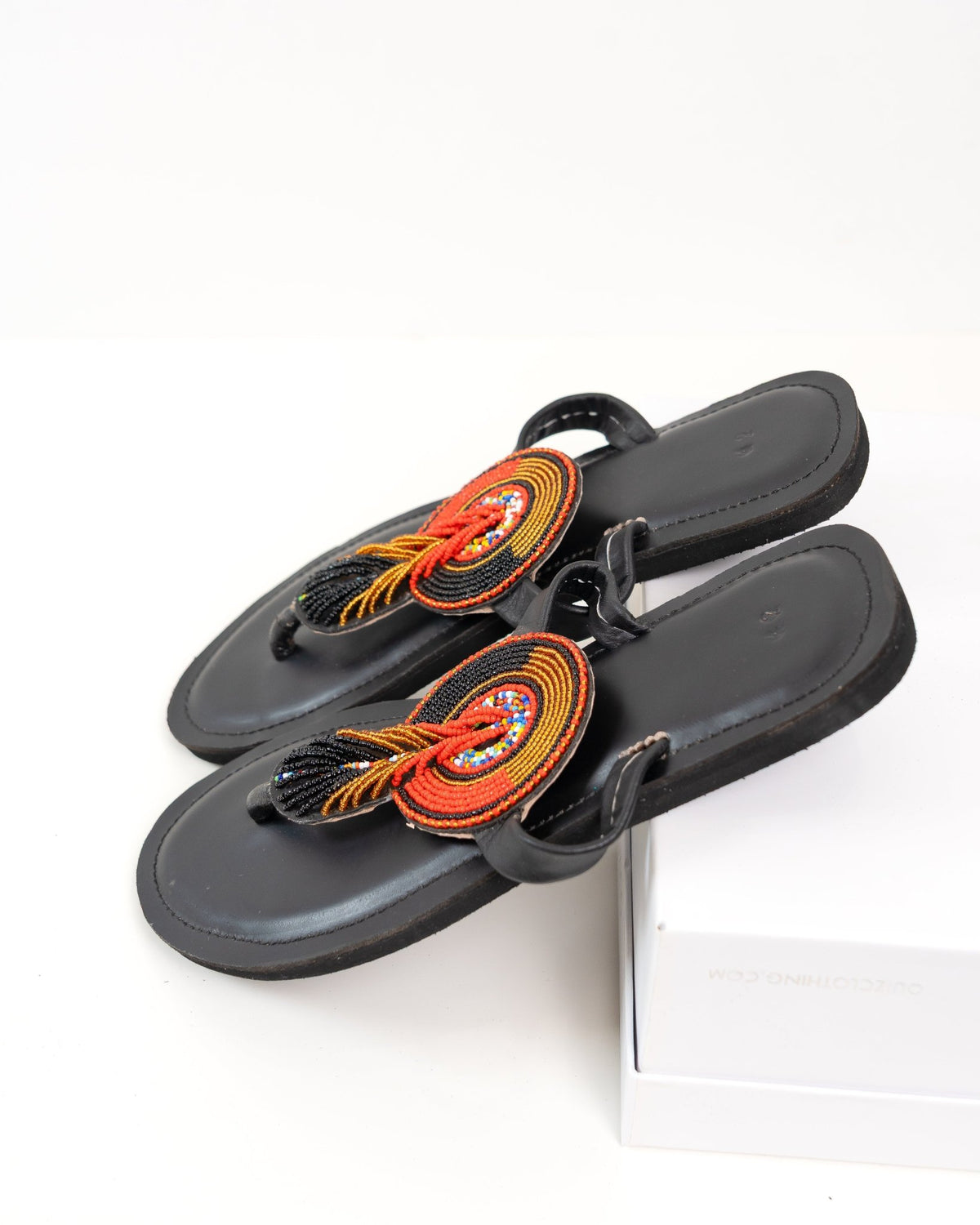 Handmade Kenyan beaded leather sandals for women — artisan ethical Maasai summer sandals
