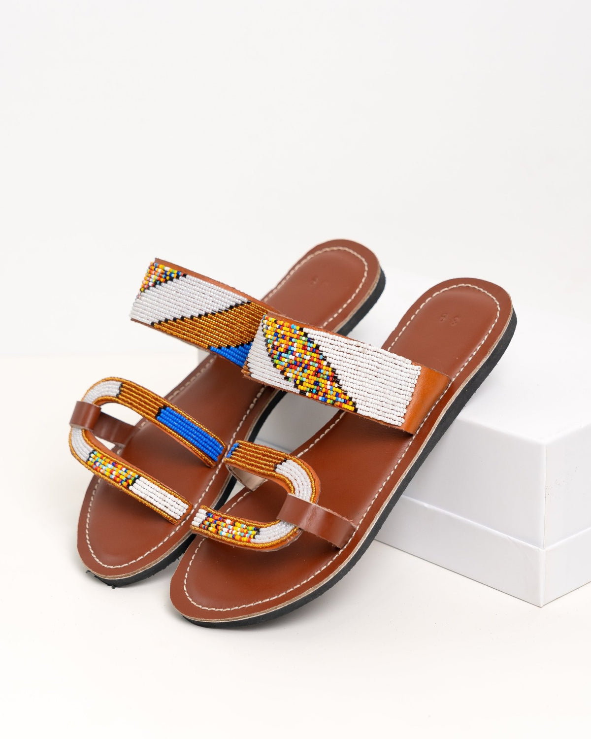 Handmade Kenyan beaded leather sandals for women — artisan ethical Maasai summer sandals