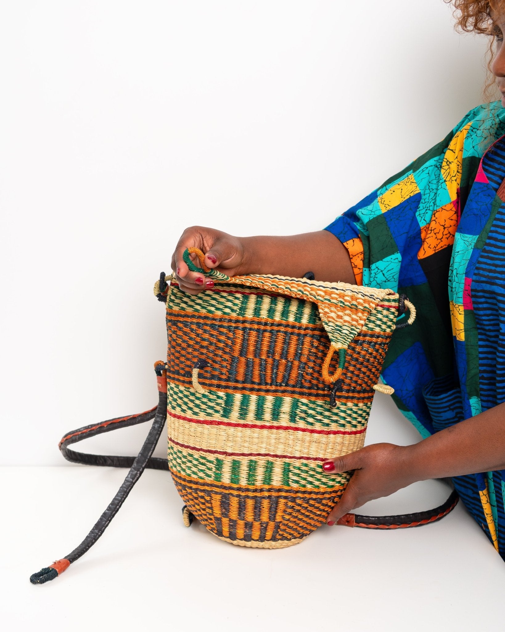 Handwoven Bolga Rucksack | Ethical African Straw Backpack – Ghanaian Craftsmanship - Nathez out of Africa