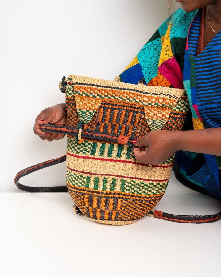 Handwoven Bolga Rucksack | Ethical African Straw Backpack – Ghanaian Craftsmanship - Nathez out of Africa
