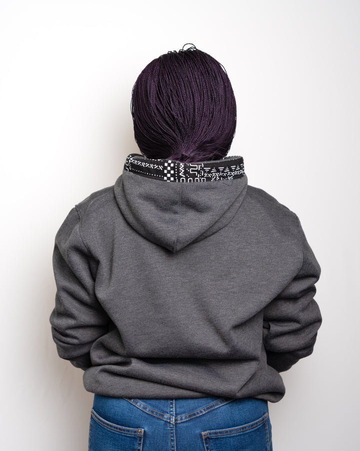 Heritage jumper handcrafted hoodie with African print detail — sustainable African fashion