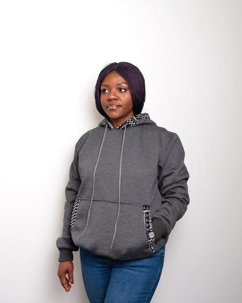 Heritage Jumper – Handcrafted Hoodie with African Print Detail - Nathez out of Africa