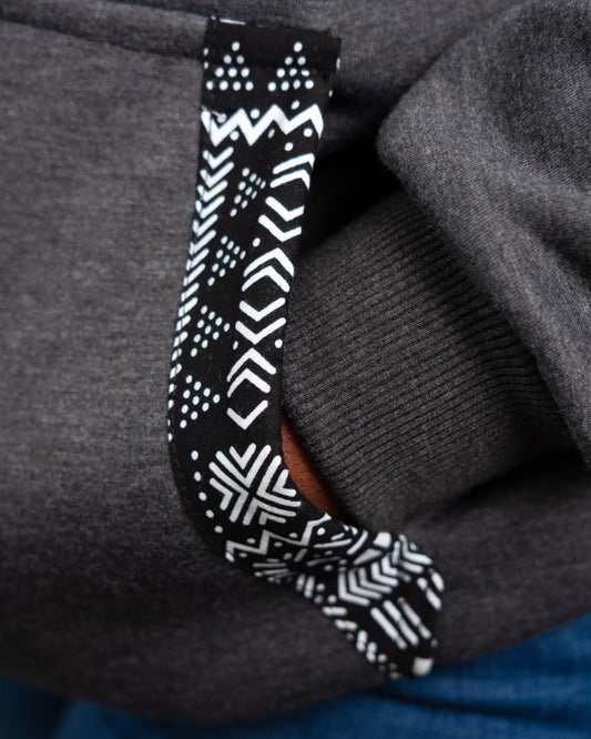 Heritage jumper handcrafted hoodie with African print detail — sustainable African fashion