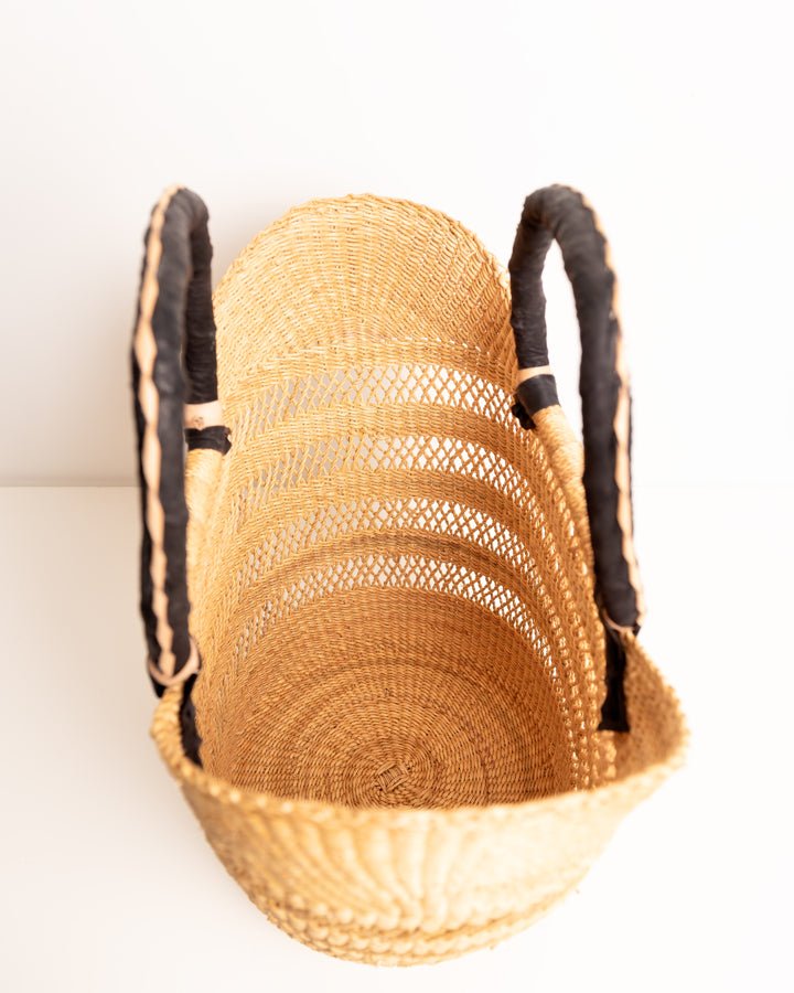 Juliana hand-woven Bolgatanga U-shopper basket — colourful ethical African artisan basket, Ghana