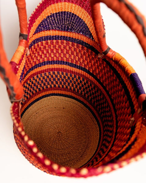 Juliana U - Shopper Bolga Basket – Handwoven African Basket with Leather Handles - Nathez out of Africa