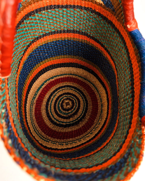 Juliana U - Shopper Bolga Basket – Handwoven African Market Basket with Leather Handles - Nathez out of Africa