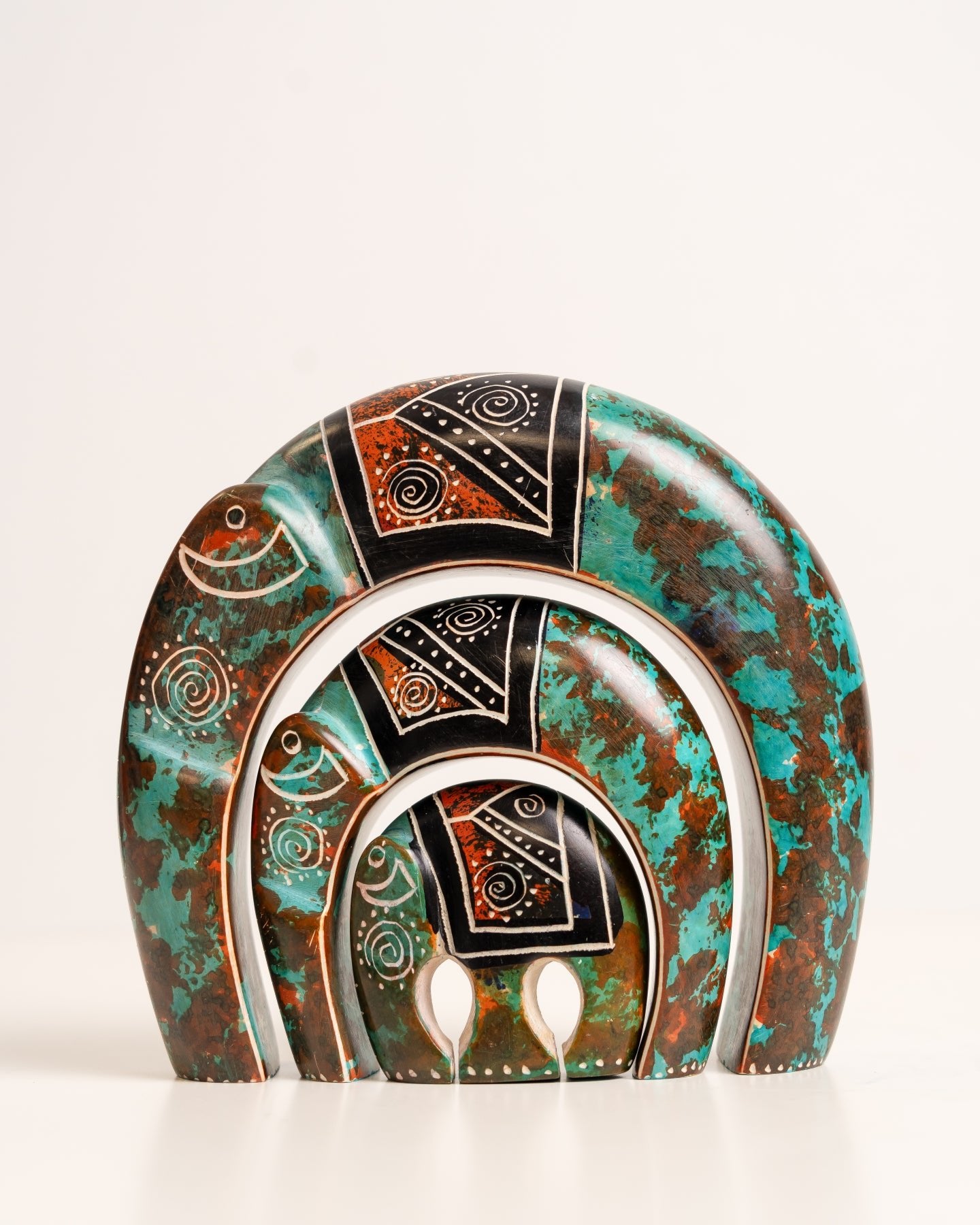 Kenyan Soapstone Hand Carved Soapstone Elephant Family 'Green' - Nathez out of Africa