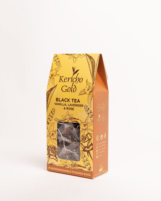 Kericho Gold Vanilla Lavender and Rose tea 15 bags — premium Kenyan floral blend