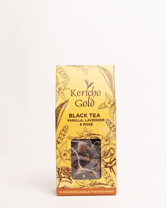 Kericho Gold Vanilla Lavender and Rose tea 15 bags — premium Kenyan floral blend