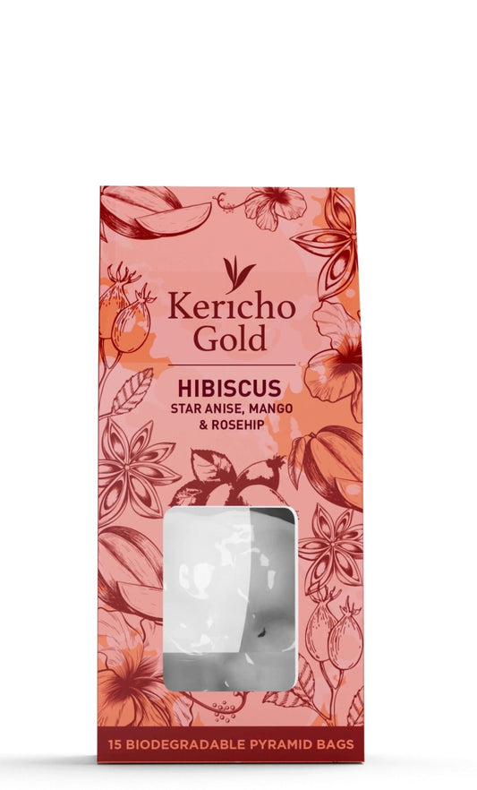 Kericho Gold hibiscus star anise mango and rosehip tea 15 bags — premium East African herbal blend