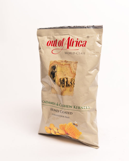 Macadamia nuts honey coated 250g cholesterol-free — Out of Africa healthy snack