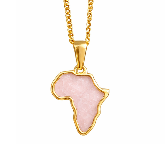 Map of Africa Necklace - Rose Quartz