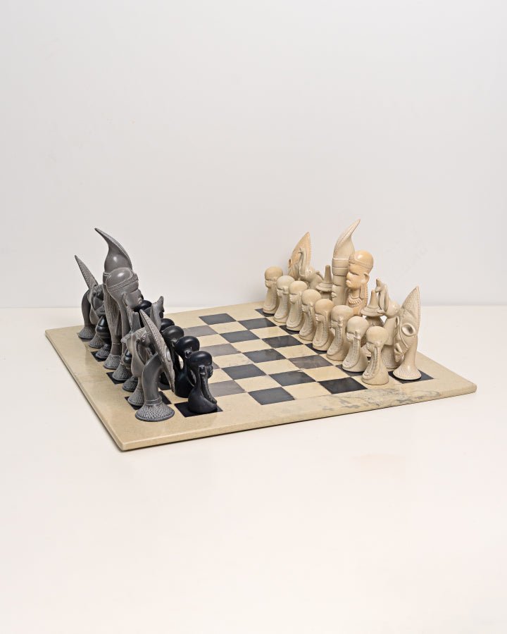 Nathez Hand - Carved Soapstone Maasai - Inspired Chessboard - Nathez out of Africa