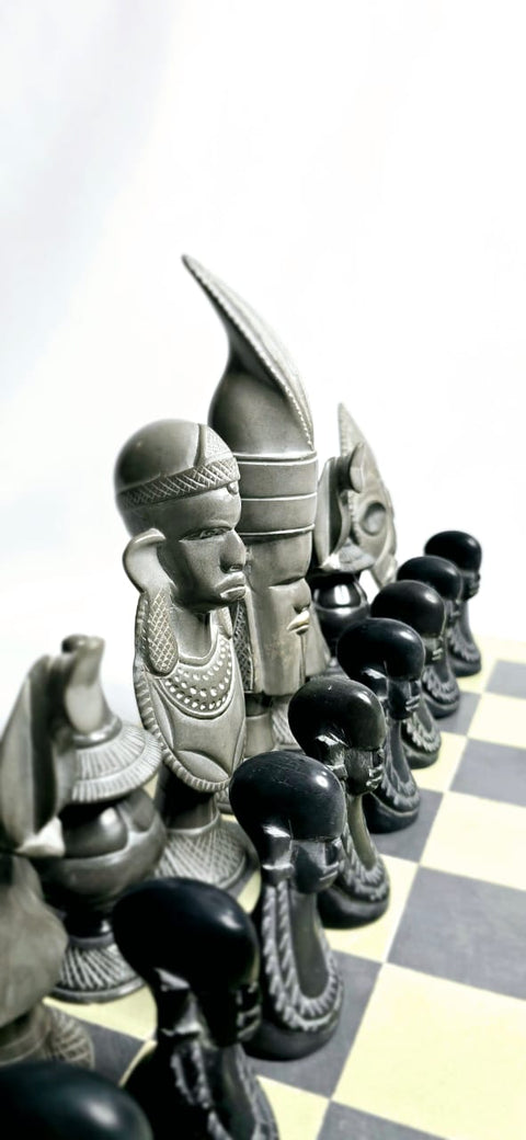 Nathez Hand - Carved Soapstone Maasai - Inspired Chessboard - Nathez out of Africa