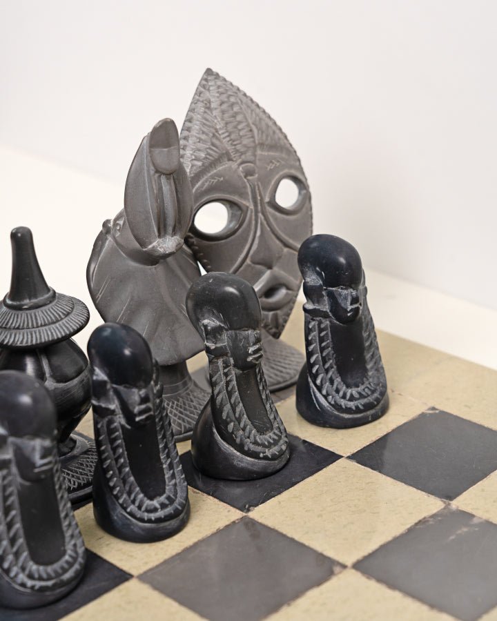 Nathez Hand - Carved Soapstone Maasai - Inspired Chessboard - Nathez out of Africa