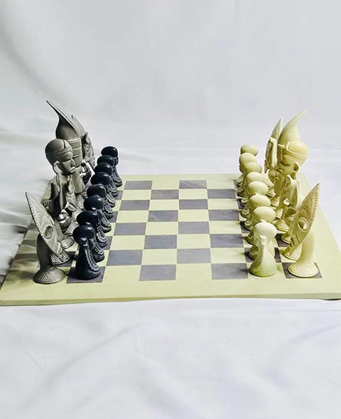 Nathez Hand - Carved Soapstone Maasai - Inspired Chessboard - Nathez out of Africa