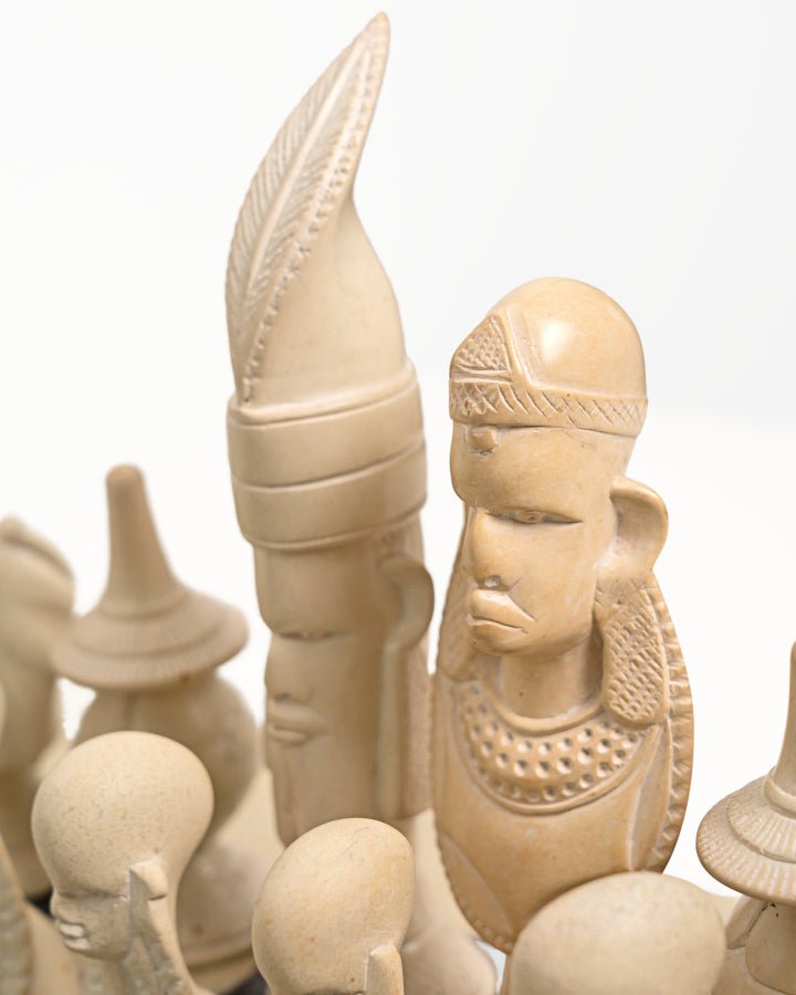 Nathez Hand - Carved Soapstone Maasai - Inspired Chessboard - Nathez out of Africa