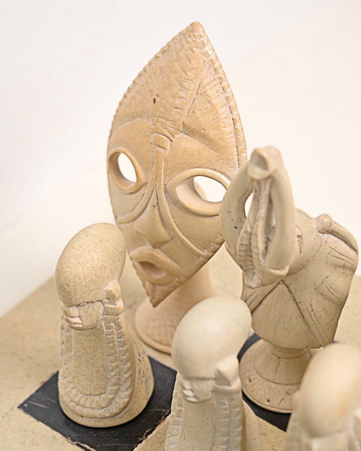 Nathez Hand - Carved Soapstone Maasai - Inspired Chessboard - Nathez out of Africa