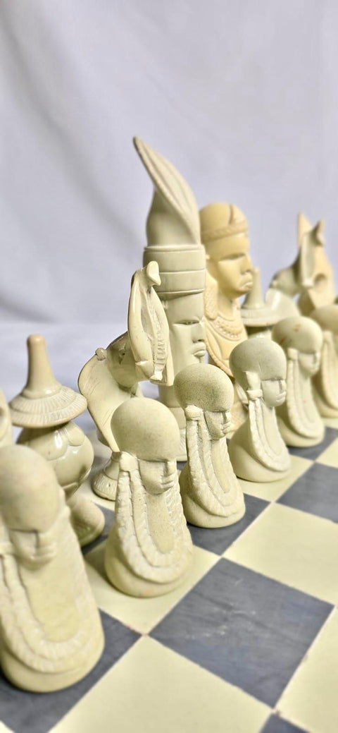 Nathez Hand - Carved Soapstone Maasai - Inspired Chessboard - Nathez out of Africa