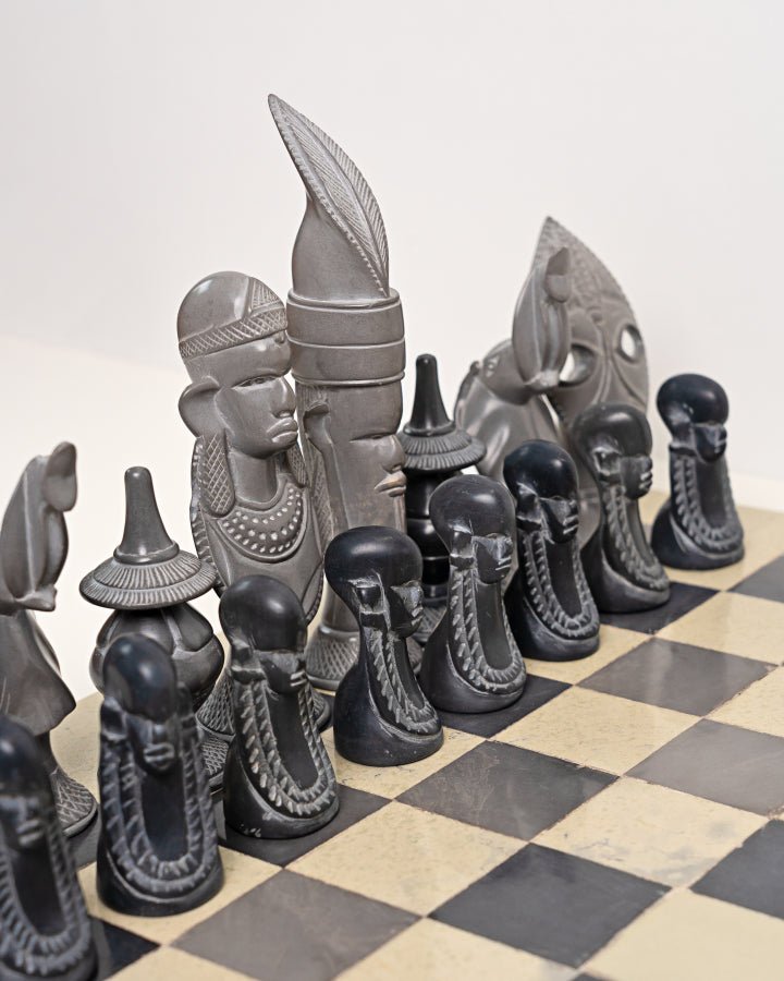 Nathez Hand - Carved Soapstone Maasai - Inspired Chessboard - Nathez out of Africa