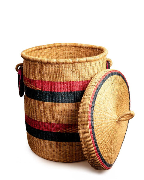 Nathez Hand - Woven Bolga Laundry Basket with Lid - Nathez out of Africa