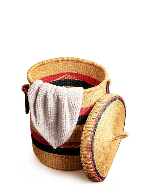 Nathez Hand - Woven Bolga Laundry Basket with Lid - Nathez out of Africa