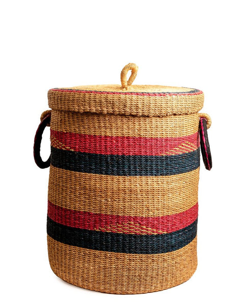 Nathez Hand - Woven Bolga Laundry Basket with Lid - Nathez out of Africa