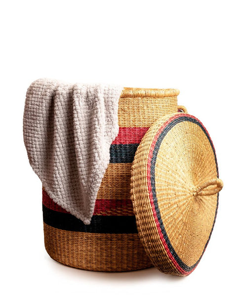 Nathez Hand - Woven Bolga Laundry Basket with Lid - Nathez out of Africa