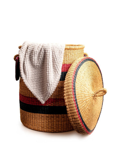 Nathez Hand - Woven Bolga Laundry Basket with Lid - Nathez out of Africa