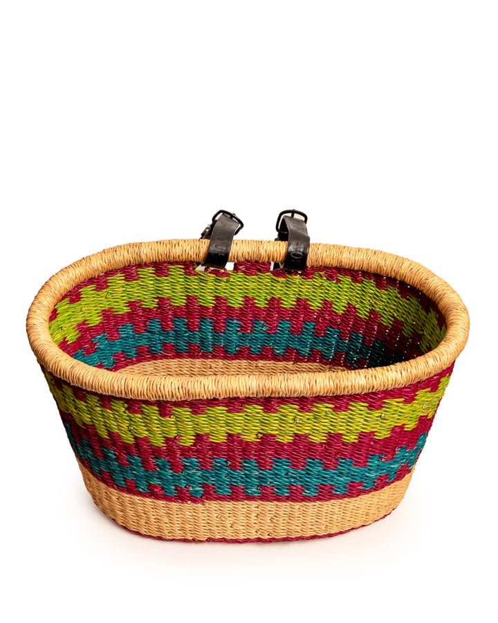 Nathez hand-woven Bolgatanga bicycle basket — eco-friendly African artisan craft from Ghana
